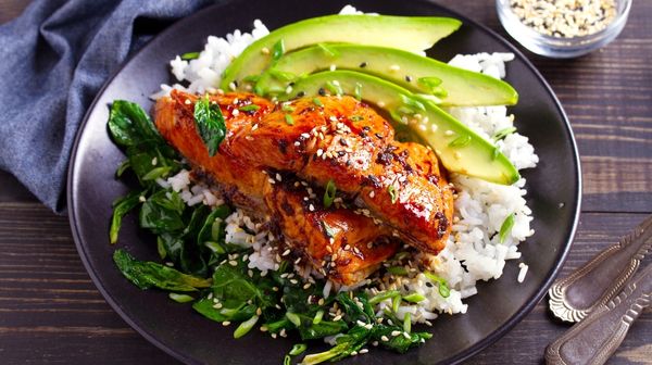 Miso-Glazed Salmon with Cilantro Cauliflower “Rice”